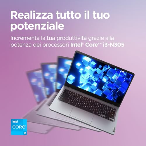 Lenovo IdeaPad Slim 3 Notebook Chromebook Plus 14 Zoll FHD (1920x1080), Intel Core i3-N305, 8GB RAM, 256GB SSD, WiFi 6, ChromeOS (kompatibel mit Google App, Microsoft 365, Adobe)