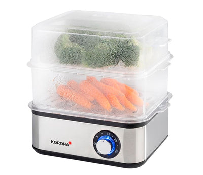 Korona 25303 Edelstahl Mini Dampfgarer und Eierkocher | Kleiner Dämpfer für Gemüse | Profi Kocher für bis zu 16 Eier