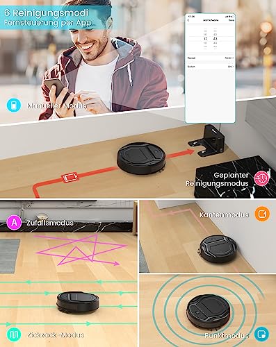 LEFANT Saugroboter, Superschlank WLAN Roboterstaubsauger, Kompatibel mit Alexa Sprachsteuerung, Staubsauger Roboter Selbstaufladung Leise für Haushaltsreinigung/Tierhaare/Haare/Staub/Teppich M210P