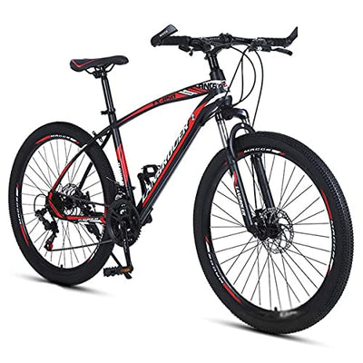 Wmmner Mountainbike für Erwachsene, Karbonstahl, 21/24/27 Geschwindigkeiten, Leichtmetallfelgen mit versteckter Scheibenbremse und abschließbarer Aufhängung Gabel/Rot/21 Geschwindigkeit/Rot/27 Gesc