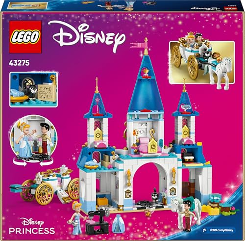 LEGO ǀ Disney Princess Cinderellas Schloss und Pferdekutsche - Kreatives Pferde Spielzeug Mädchen und Jungen - Spielset mit Cinderella und der Märchenprinz Figuren - Kinder Geschenk ab 6 Jahren 43275
