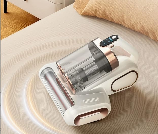 SOONHUA Schnurloser Matratzenstaubsauger, 13Kpa Saugbettstaubsauger mit UV- C und Ultraschall, Milbensauger für Sofa/Bett/Stoffoberfläche