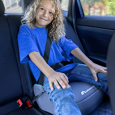 Bebeconfort Manga i-Safe, Reboarder Kindersitz, 6–12 Jahre, 125–150 cm, Folgekindersitz, Kompakt & Leicht (<1 kg), Einfache Gurtmontage, Gepolstert, Soft-Touch-Gewebe, Full Black