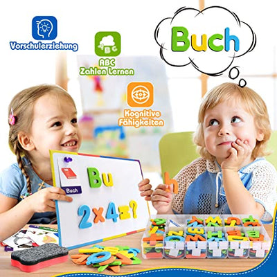 Jinxful Lernspiele ab 3 4 5 6 7 Jahre, Magnetische Buchstaben und Zahlen für Kinder Spielzeug ab 3-7 Jahre Junge Buchstaben Lernen Geschenk Mädchen 3 4 5 6 7 Jahre Montessori Spielzeug (199 Stück)