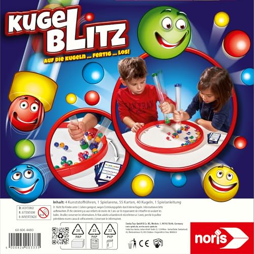 Noris 606064480 Kugelblitz, das blitzschnelle Actionspiel mit Lerneffekt in verschiedenen Spielvarianten, ab 4 Jahren