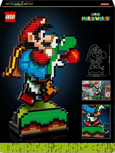 LEGO Super Mario World: Mario & Yoshi Nintendo Set zum Sammeln, pixelige Figuren, Modell zum Bauen und Ausstellen, Wohn-Deko und Sammlerstück, Modellbausatz und Geschenk für Erwachsene Fans 71438