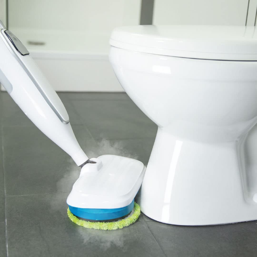 Livington Steam Twister weiß - Mega Spar Set - rotierender Dampfreiniger inkl. Reinigungsaufsätze & Ersatzpads - Dampfbesen & Handdampfreiniger - elektrischer Bodenwischer - Mop