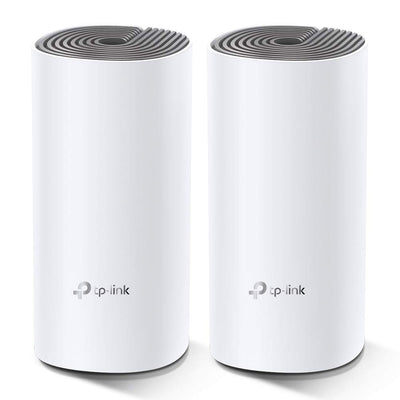 TP-Link Deco E4 Mesh WLAN Set (2er Pack), AC1200 Dual Band Router & Repeater (Reichweite bis zu 260m², ideal für große Häuser mit mehreren Geräten, 4x 100Mbit/s Ports) weiß