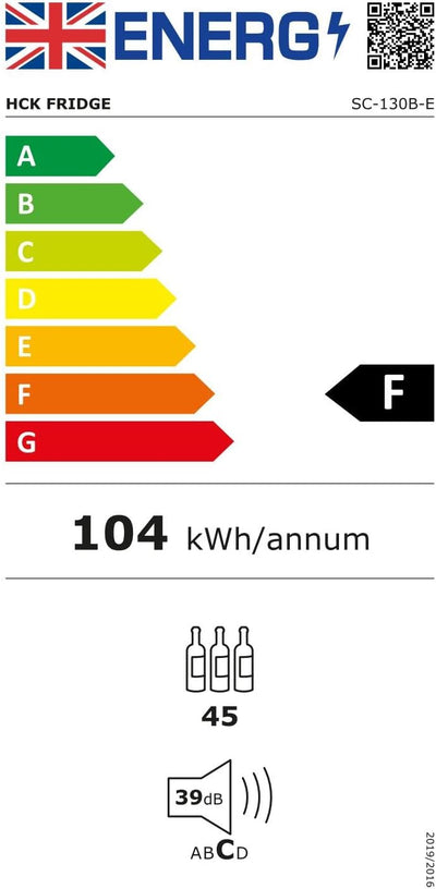 HCK 115 Liter Weinkühlschrank für 48 Flaschen, 4-22°C Weinkühlschränke Flaschenkühlschrank, Getränkekühlschrank mit Glastür, Geräuscharmer Weinschrank, Frostfreie Glastür, Vollglas-Touchpanel, Schwarz