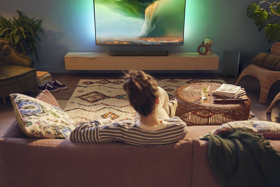 Philips TAB5309 Soundbar 2.1 mit drahtlosem Subwoofer - 2,1 Kanal 240W, DTS Virtual X, Bluetooth 5.4, HDMI ARC, optische Verbindung und USB-Konnektivität - Dunkelgrau