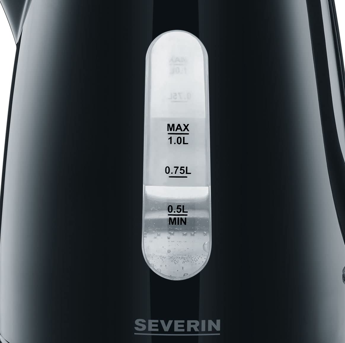 SEVERIN Wasserkocher 1,0 L, leistungsstarker und kompakter Wasserkocher in hochwertigem Design, elektrischer Wasserkocher mit Kalkfilter, schwarz, WK 3410