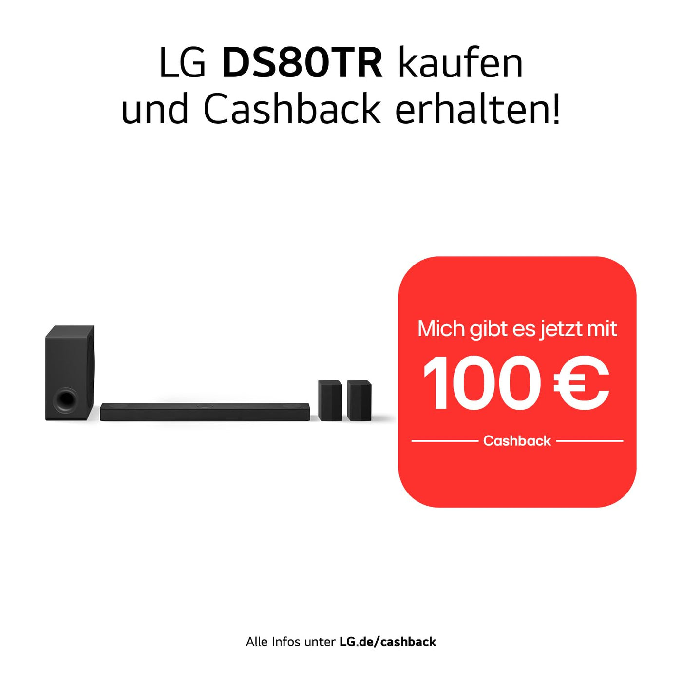 LG DS80TR 5.1.3 Dolby Atmos Soundbar (580W) mit kabellosem Subwoofer & Rücklautsprechern (Wow Cast, HDMI, Bluetooth) [2024], Schwarz