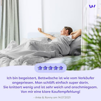 Wolkenfeld Bettwäsche 135x200 weiß - kuschlig weich & bügelfrei - ÖKO-TEX Zertifiziert - 1x Bettbezug + 1x Kissenbezug 80x80