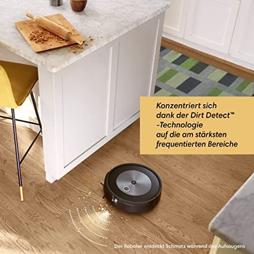 iRobot® Roomba® j7+ WLAN-fähiger Saugroboter mit automatischer Absaugstation, Kartierung und Zwei Gummibürsten für alle Böden -Objekterkennung und -vermeidung - Lernt und kartiert