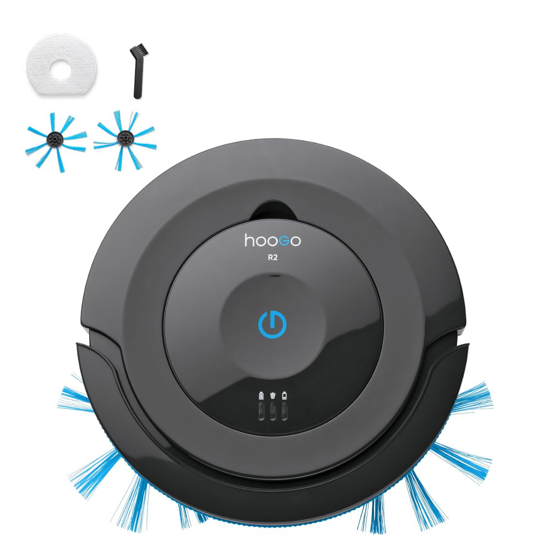 hoogo Saugroboter R2 | Staubsauger Roboter | Lange 120 min Akku-Laufzeit | 7cm flach | einfache Bedienung | für Hartböden und kurzflorige Teppiche