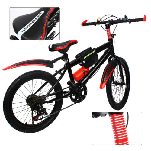 WEIGR 20 Zoll Kinderfahrrad ab 5 Jahren Mountainbike MTB Fahrrad Kinderfahrräder mit V-Brake Bremsen - Schutzblech Federgabel, Mountain Bikes für Mädchen Jungen Herren (Rot)