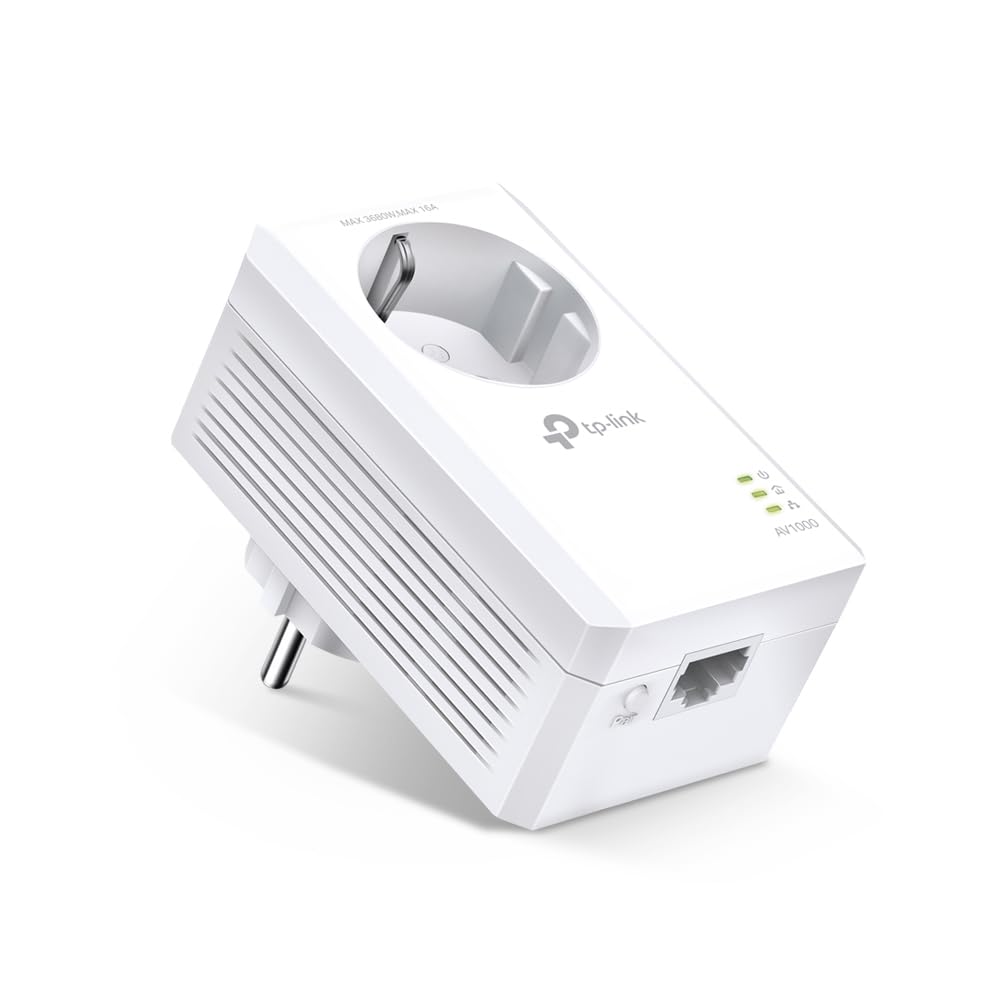 TP-Link TL-PA7017P AV1000 Gigabit Powerline Adapter mit Steckdose (1x Gigabit Port, Plug und Play, energiesparend, Kompatibel mit TP-Link HomePlug AV Powerline-Adaptern)