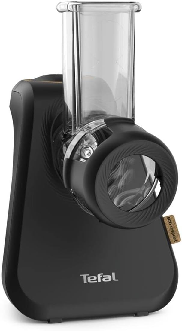 Tefal MB77EN Eco Respect Reibe, elektrische Reibe mit 200-W-Motor, 3 verschiedene Kegel-Aufsätze, Eco-Design, 9% recycelter Kunststoff, schwarz