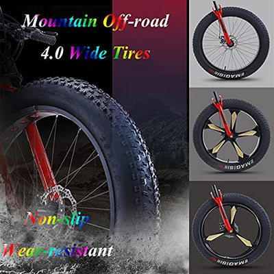 MEVZHH Mountainbikes, 26 Zoll Fat Tire Hardtail Mountainbike, Doppelfederungsrahmend Federgabel All Terrain Mountainfür Männer Frauen/30 Geschwindigkeit/Orae 5 Gesprochen