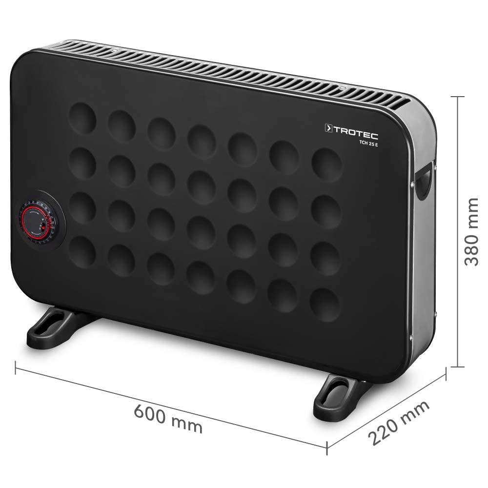 TROTEC Heizkörper elektro TCH 25 E – Heizleistung 750 W / 1250 W / 2000 W – Konvektor mobil, schwarz