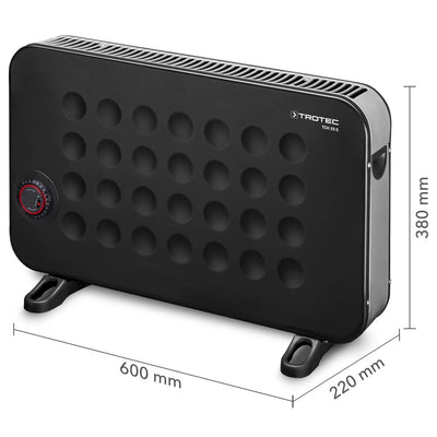TROTEC Heizkörper elektro TCH 25 E – Heizleistung 750 W / 1250 W / 2000 W – Konvektor mobil, schwarz