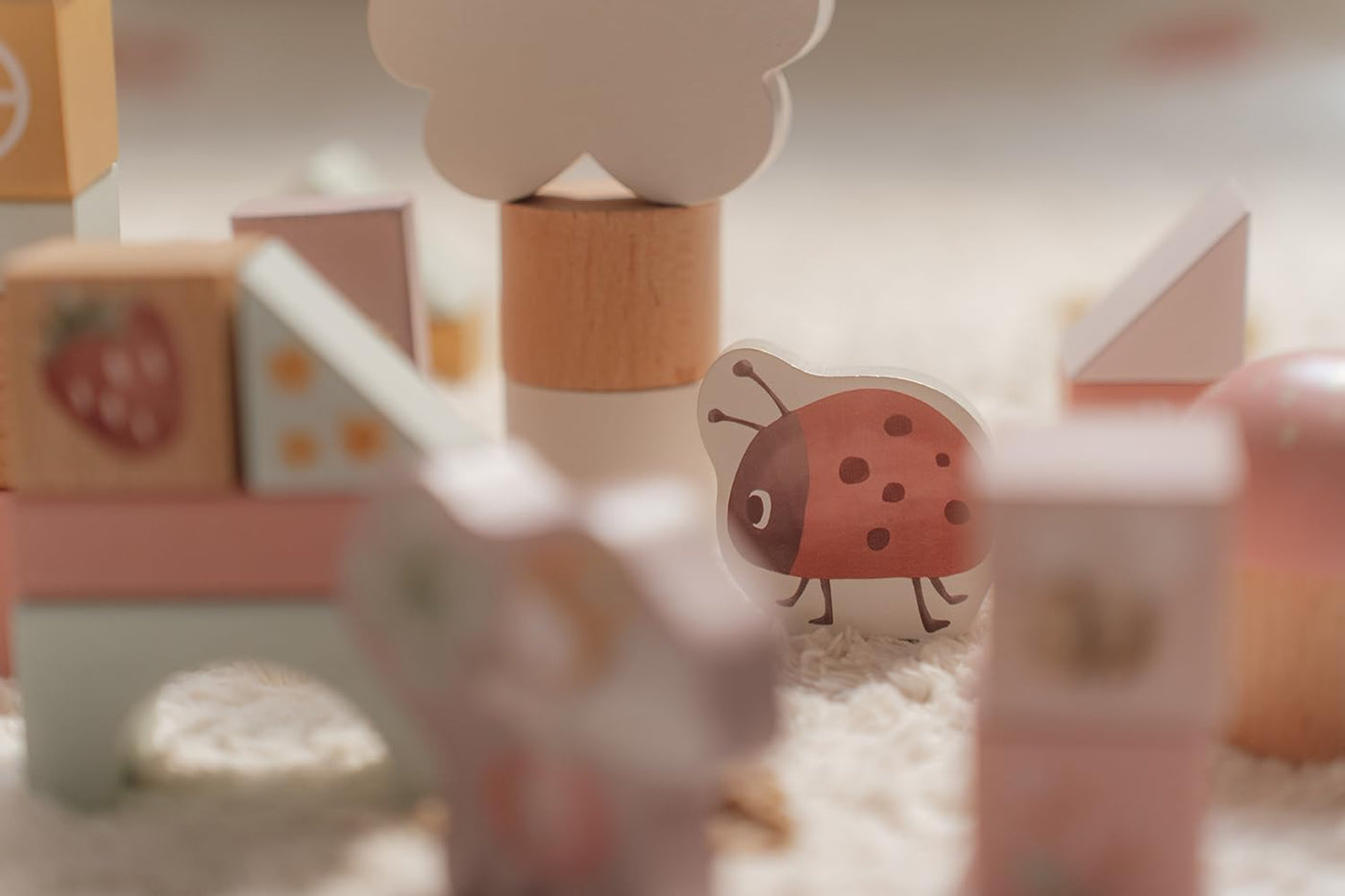 Little Dutch 7345 FSC Holz Bauklötze 50 Stück in Box - Fairy Garden rosa