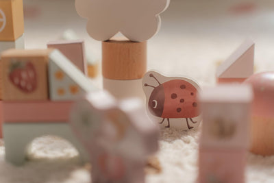 Little Dutch 7345 FSC Holz Bauklötze 50 Stück in Box - Fairy Garden rosa