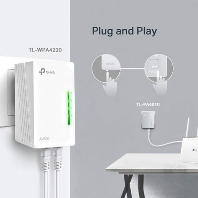 TP-Link WLAN Powerline Adapter Set TL-WPA4220 KIT(600Mbit/s, WLAN 300Mbit/s, Wi-Fi Clone, Fast-Ethernet-LAN, Plug&Play, Kompatibel mit allen HomePlug AV/AV2)