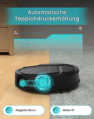 LEFANT Saugroboter, Superschlank WLAN Roboterstaubsauger, Kompatibel mit Alexa Sprachsteuerung, Staubsauger Roboter Selbstaufladung Leise für Haushaltsreinigung/Tierhaare/Haare/Staub/Teppich M210P