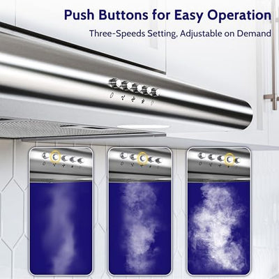 FIREGAS Dunstabzugshaube 60cm für Umluft- oder Abluftbetrieb, Dunstabzugshaube 60cm mit Bürstenloser motor & 3 Leistungsstufen, Abzugshaube Abluftleistung 250 m³/h, Edelstahl