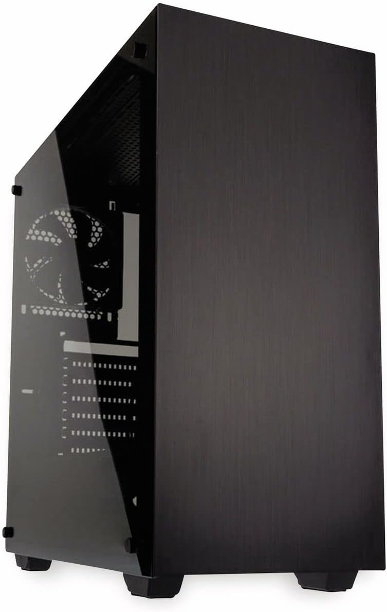 Kolink Stronghold Midi-Tower Mini-ITX bis E-ATX, PC Hülle mit Seitenfenster, Tempered Glass Computergehäuse, PC Case Computer Gehäuse mit lüfter, Schwarz