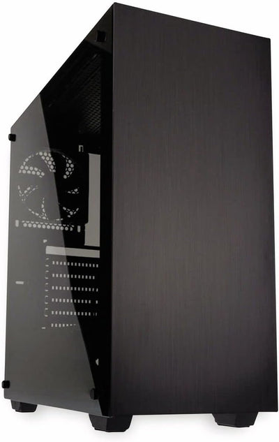 Kolink Stronghold Midi-Tower Mini-ITX bis E-ATX, PC Hülle mit Seitenfenster, Tempered Glass Computergehäuse, PC Case Computer Gehäuse mit lüfter, Schwarz