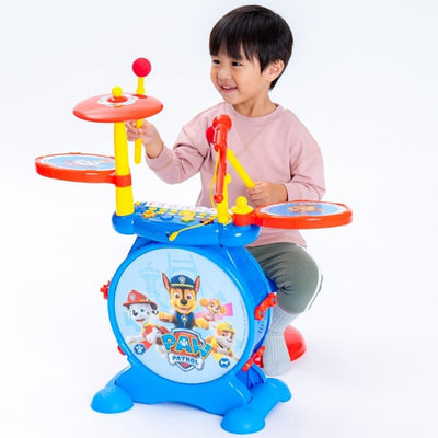 Lexibook, Paw Patrol, Elektronisches Set für Kinder, musikalisches Spielzeugspiel, realistischer Trommel-Sound, 8-Tasten-Tastatur, MP3-Stecker, Sitz inklusive, blau/rot, K610PA