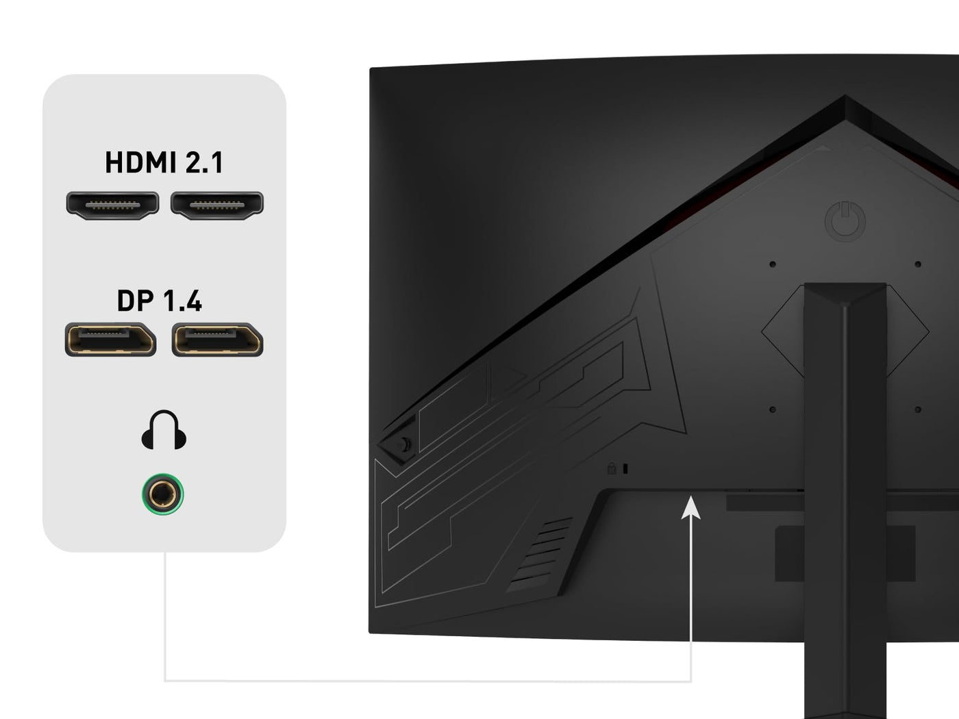 ODYS XP32 PRO-X - Curved Gaming Monitor 32 Zoll (80 cm), 180 Hz, WQHD (2.560x1.440 px), 2,4 ms (GtG) Reaktionszeit, HDR, 1500R, FreeSync/G-Sync kompatibel, Eye Care, HDMI, Display Port, 3,5mm Audio