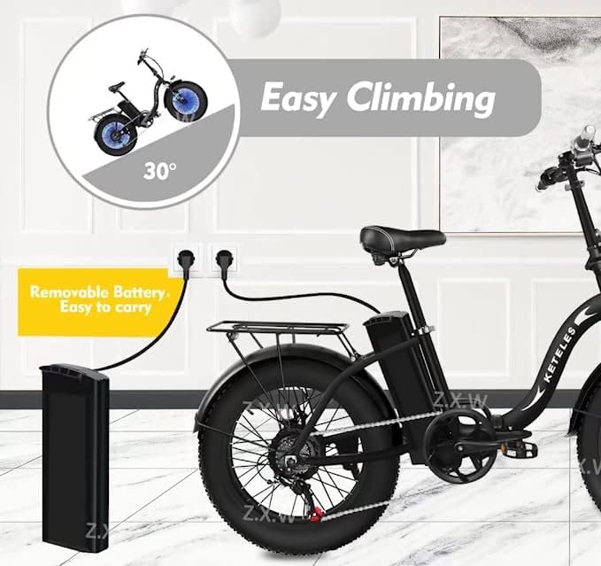 KETELES Klapprad E-Bike Elektrofahrrad 20 Zoll, 48V 35Ah Lithiumbatterie, Faltbares City E-Bike mit 4" Fettreifen, Hydraulische Bremse, für Erwachsene, Herren Damen. (KF9 35A)