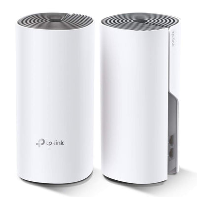 TP-Link Deco E4 Mesh WLAN Set (2er Pack), AC1200 Dual Band Router & Repeater (Reichweite bis zu 260m², ideal für große Häuser mit mehreren Geräten, 4x 100Mbit/s Ports) weiß