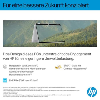 HP OmniBook 5 Flip 14-fp0254ng 2 in 1 Convertible Laptop, 14 Zoll 2K-Touchscreen (1920 x 1200), Intel Core i5-1334U, 16 GB RAM, 512 GB SSD, QWERTZ, Windows 11 Home, Silber
