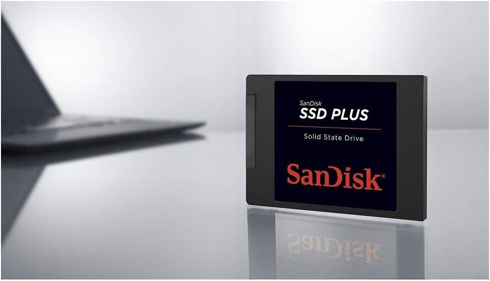 SanDisk SSD Plus interne SSD Festplatte 480 GB (schnelleres Hoch,-Herunterfahren und Laden, Lesegeschwindigkeit 535 MB/s, Schreibgeschwindigkeit 445 MB/s, stoßfest), Festkörper-Laufwerk