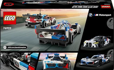 LEGO Speed Champions BMW M4 GT3 & BMW M Hybrid V8 Rennwagen Auto Spielzeug mit 2 baubaren Modellautos und 2 Rennfahrer-Minifiguren, Geschenk für Jungs, Mädchen ab 9 Jahren, Modellauto 76922