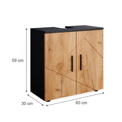 Vicco Waschbeckenunterschrank Irma, Anthrazit/Eiche, 60 x 59 cm