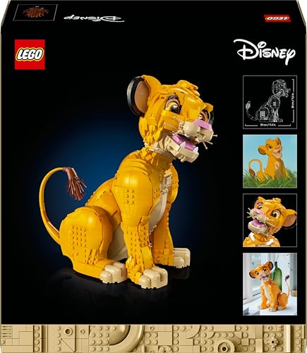 LEGO ǀ Disney Simba, der junge König der Löwen, Bauspielzeug zum Sammeln mit kreativer Tierfigur, entspannende Aktivität für Erwachsene, Geschenkidee für Filmfans 43247