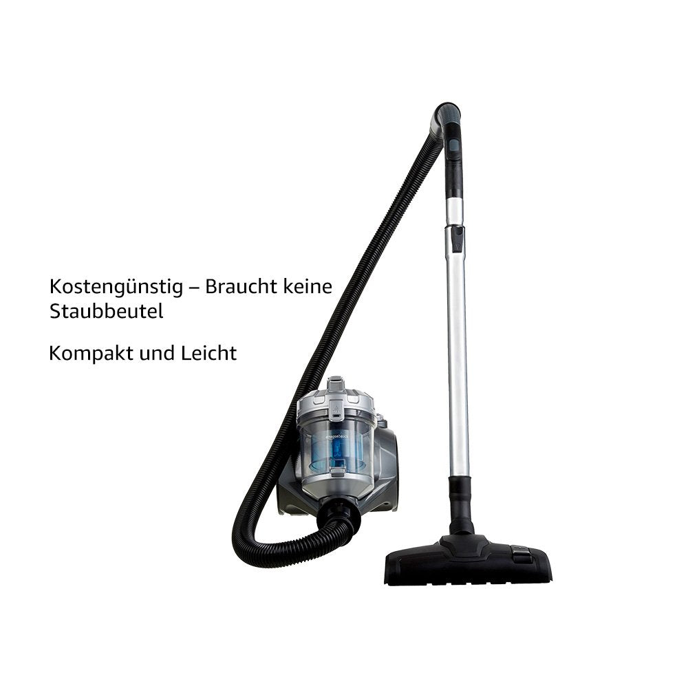 Amazon Basics Staubsauger mit Beutel, leistungsstark, für Hart- und Teppichböden, HEPA-Filter, mit Geschwindigkeitskontrolle, 700 W, 3.0 L, EU, Schwarz