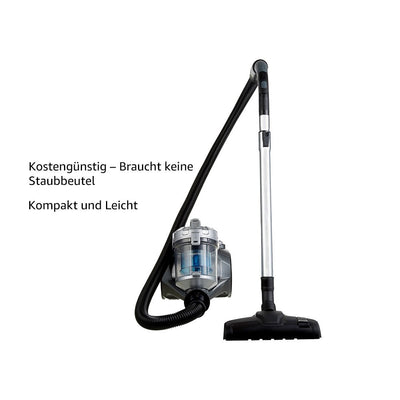 Amazon Basics Zylinder-Staubsauger, leistungsstark, kompakt und leicht, ohne Beutel, für Hart- und Teppichböden, HEPA-Filter, 700 W, 2.0 L, EU, Schwarz/Blau
