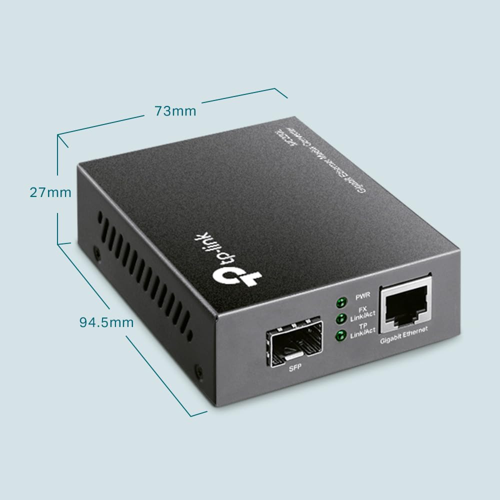 TP-Link Gigabit SFP Media Converter, Complies with IEEE 802.3ab and IEEE 802.3z, FX Port Supports Hot-Swappable (MC220L)