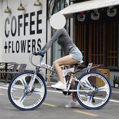 Wmmner Klappbares Mountainbike 24 Zoll 26 Zoll Erwachsenen- Und Studenten-Speedbike Mit Stoßdämpfer Mountainbike Fahrrad/B/24 Zoll