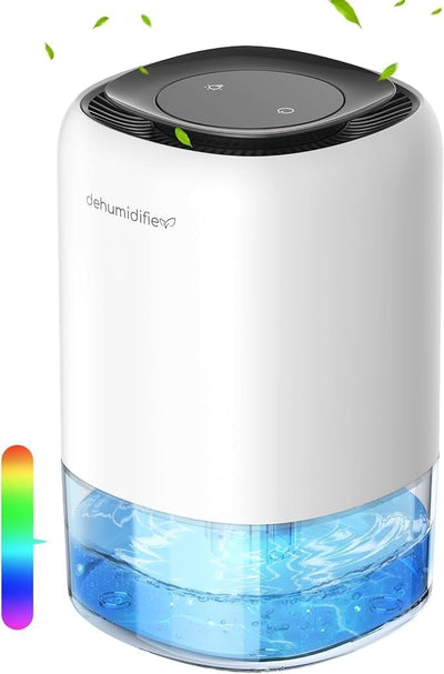 Kitette Luftentfeuchter, 1.4L, Luftentfeuchter Elektrisch, Automatische Abschaltung, 7 Farbiges LED-Licht, Tragbar, Leise, Raumentfeuchter Luftentfeuchter für Badezimmer, Schlafzimmer, Bad, Schrank
