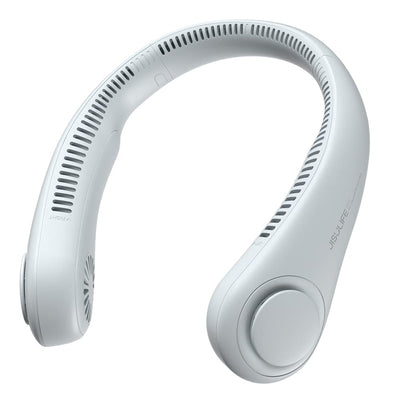 JISULIFE Tragbarer Hals-Ventilator, Hands Free Bladeless Fan, 4000 mAh Batteriebetriebener Tragbarer Persönlicher Ventilator, USB-Betriebener Schreibtisch-Ventilator, 5 Geschwindigkeiten - Grau