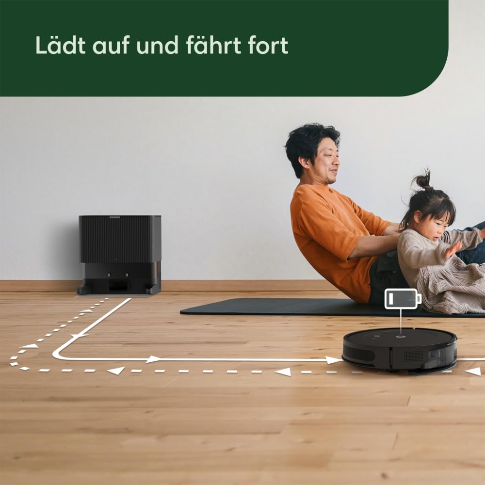 iRobot Roomba Combo Essential Saug- und Wischroboter (Y0110), leistungsstarkes Saugen und Wischen, 3 Saugstufen, Spot-Cleaning, steuerbar über App, Tasten oder Sprache, Scharwz