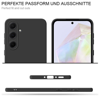 HSP Hülle für Samsung Galaxy A35 5G [Staubabweisend] Handyhülle | Premium TPU Silikon Case Schutzhülle | Kratzfest Stoßfest Fallschutz | Kameraschutz Displayschutz | Passgenau Dünn Matt | Schwarz