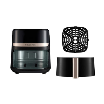 Russell Hobbs Heißluftfritteuse L 4,3L Rapid AirFryer [sehr kleines Gehäuse, sehr leise, 9 Programme] SatisFry (spülmaschinenfest, Fritteuse ohne Öl, TouchScreen, Grillen, Backen, Braten etc) 27610-56